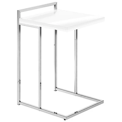 Monarch Thick-Panel Contemporary Rectangular Accent Table - White/Chrome