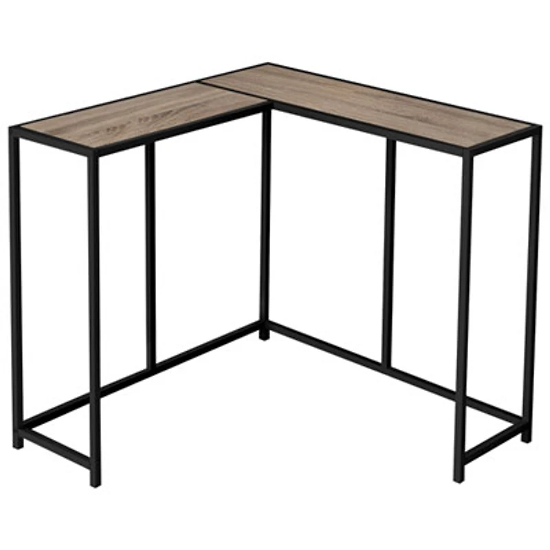 Monarch Contemporary L-Shape Console Table - Dark Taupe