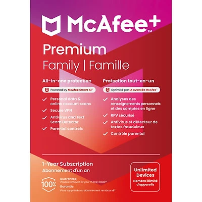 McAfee+ Premium Family (PC/Mac/iOS/Android) - Unlimited Devices - 1 Year