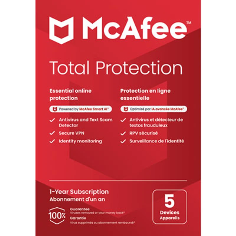 McAfee Total Protection (PC/Mac/iOS/Android) - 5 Devices - 1 Year