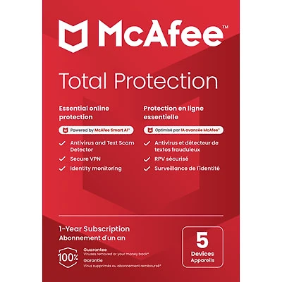 McAfee Total Protection (PC/Mac/iOS/Android) - 5 Devices - 1 Year
