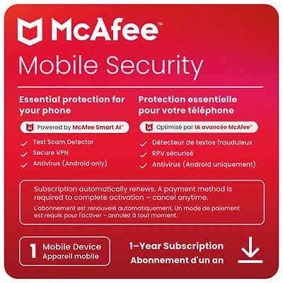 McAfee Mobile Security (Android/iOS) - 1 Device - 1 Year - Digital Download