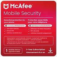 McAfee Mobile Security (Android/iOS) - 1 Device - 1 Year - Digital Download