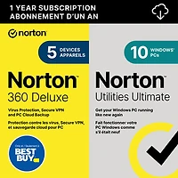 Norton 360 Deluxe with Norton Utilities Ultimate (PC/Mac) - 5 Devices - 1 Year - Digital Download