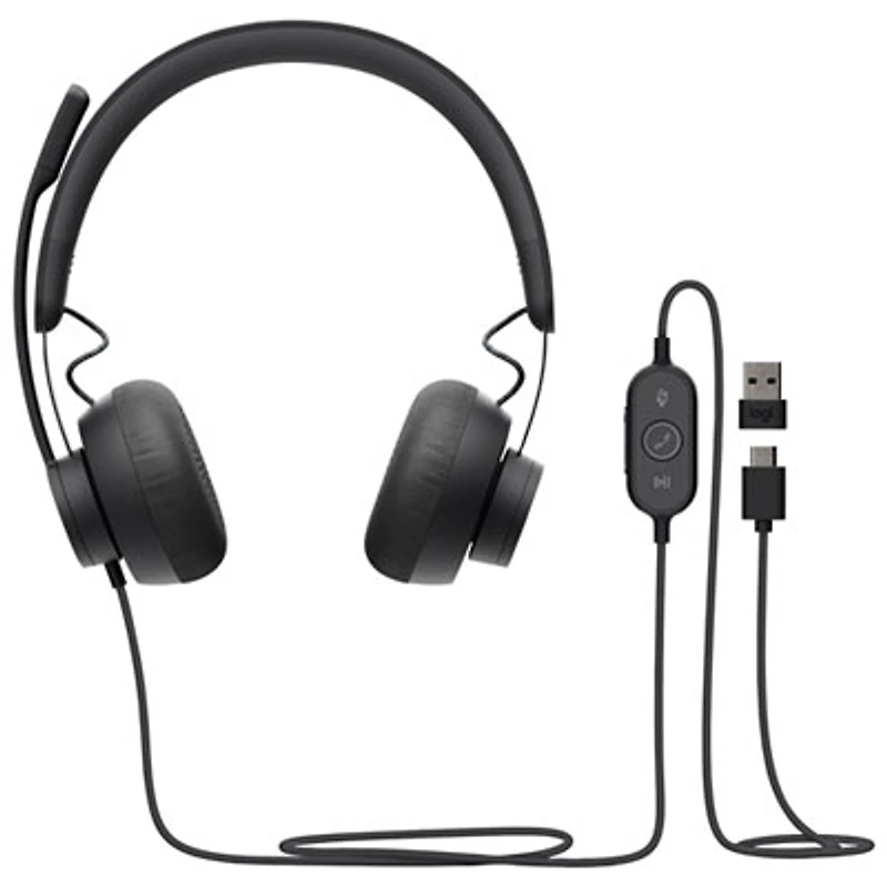 Logitech Zone 750 Wired Noise-Cancelling On-Ear Headset - Graphite