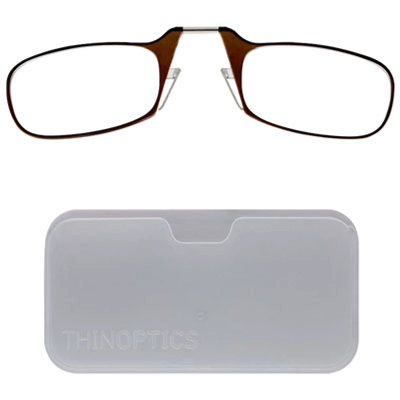 ThinOptics Universal Pod Reading Glasses with Case - 2.0 Strength - Brown