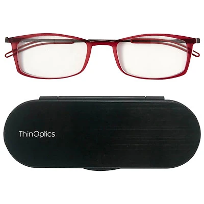 ThinOptics Brooklyn Reading Glasses with Milano Case - Strength