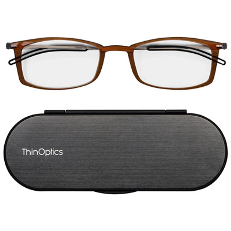 ThinOptics Brooklyn Reading Glasses with Milano Case - 1.0 Strength - Tortoise
