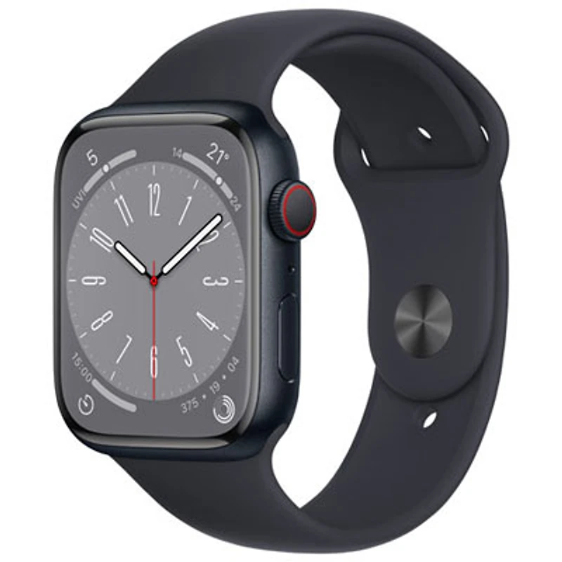 Open Box -Apple Watch Series 8 (GPS + Cellular) 45mm Midnight Aluminum Case w/ Midnight Sport Band -Medium/Large