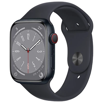 Open Box -Apple Watch Series 8 (GPS + Cellular) 45mm Midnight Aluminum Case w/ Midnight Sport Band -Medium/Large