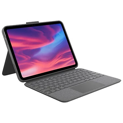Logitech Combo Touch Keyboard & Trackpad Case with Spill-Proof Keyboard for iPad (10th Gen & A16 Chip) - Oxford Grey