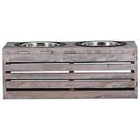 Bowser & Meowser 2-Bowl Pet Feeding Dish - Neutral Brown