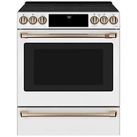 Open Box - Café 30" 5-Element Slide-In Smooth Top Electric Range (CCES700P4MW2) -White -Perfect Condition