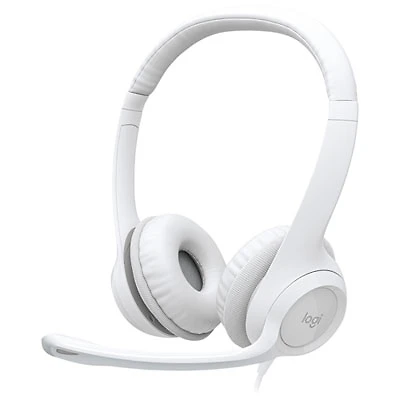Logitech H390 Wired Headset with Noise Cancelling Microphone - Off-White