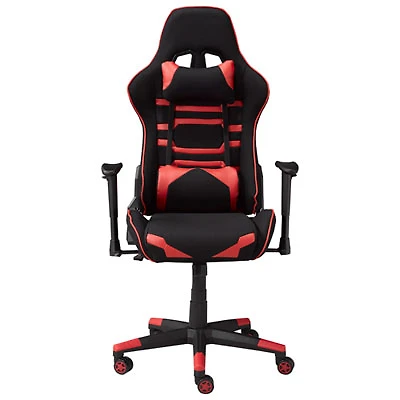 Brassex Theodore High-Back Fabric Gaming Chair - Black/Red