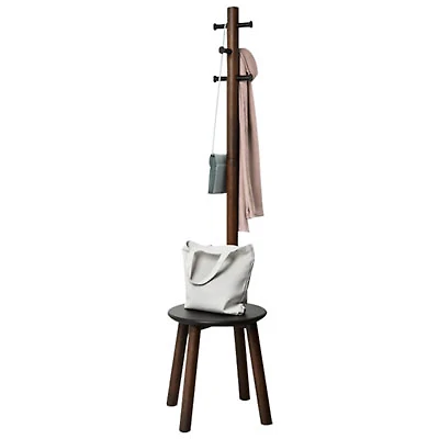 Pillar 2-in-1 Coat Rack & Stool - Black/Walnut