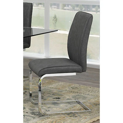 Ezra Contemporary Fabric Dining Chair - Set of 2 - Grey/Silver