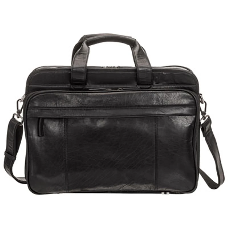 Mancini Buffalo 15.6" Double-Compartment Top-Zipper Laptop Briefcase Bag