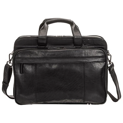 Mancini Buffalo 15.6" Double-Compartment Top-Zipper Laptop Briefcase Bag