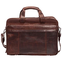 Mancini Buffalo 15.6" Double-Compartment Top-Zipper Laptop Briefcase Bag - Brown