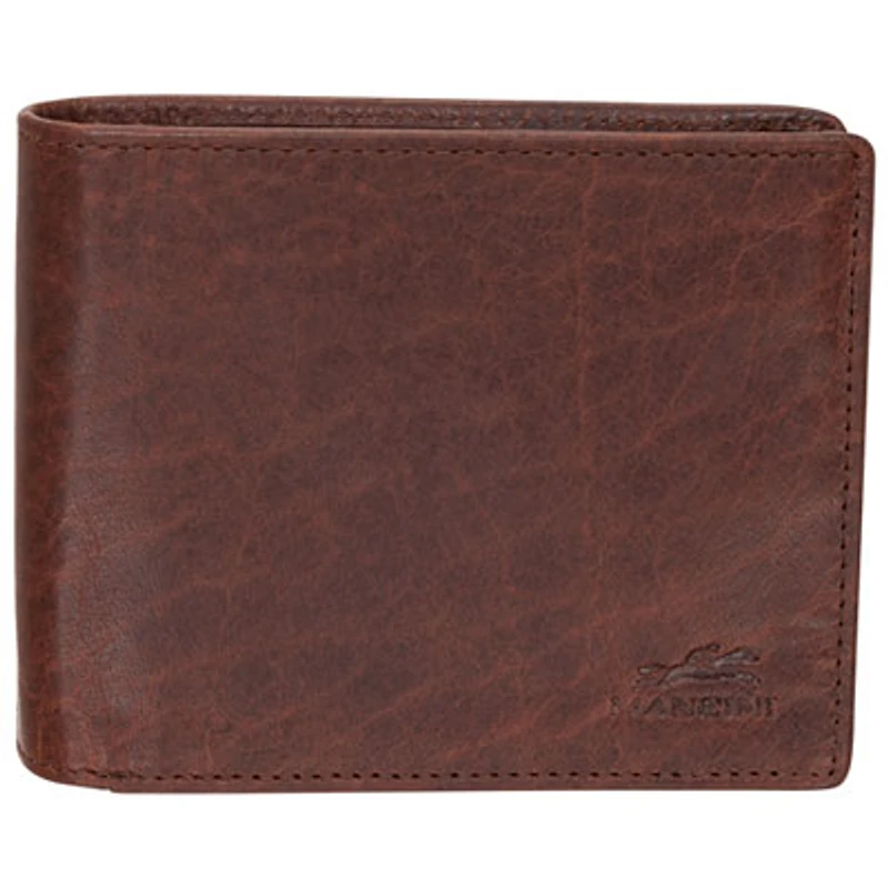 Mancini Buffalo RFID Genuine Leather Bi-fold Left Wing Wallet - Brown