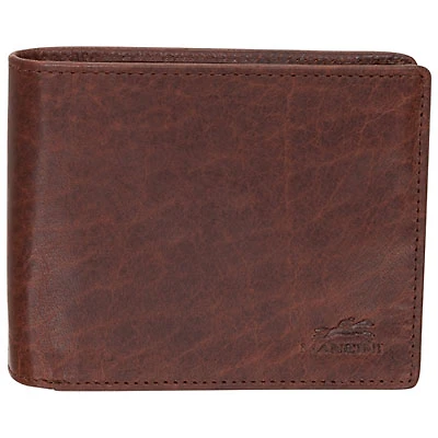 Mancini Buffalo RFID Genuine Leather Bi-fold Left Wing Wallet - Brown