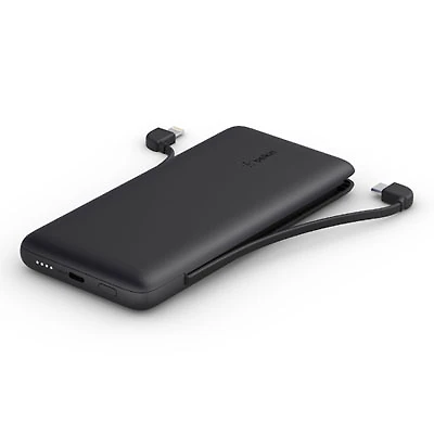 Belkin BoostCharge 10k mAh Power Bank with Lightning Cable & USB-C Cable - Black