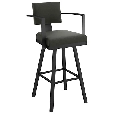 Akers Contemporary Bar Height Barstool - Charcoal Grey/Black