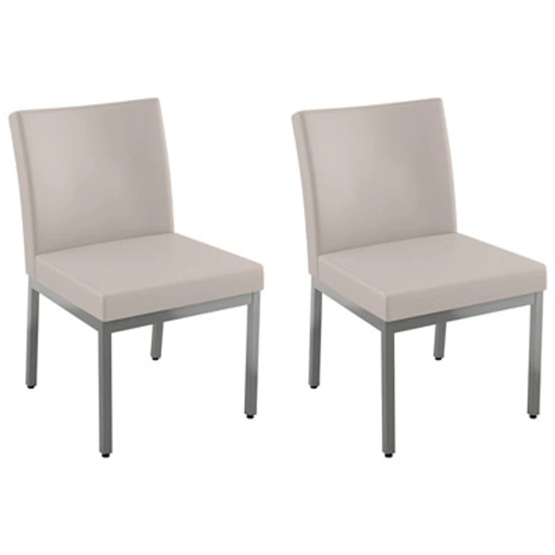 Perry Traditional Faux Leather Dining Chair - Set of 2 - Cream/Grey
