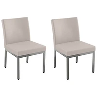 Perry Traditional Faux Leather Dining Chair - Set of 2 - Cream/Grey