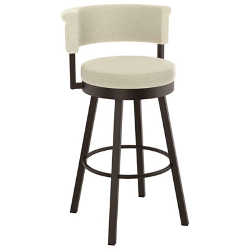 Rosco Contemporary Bar Height Barstool - Cream Boucle/Dark Brown
