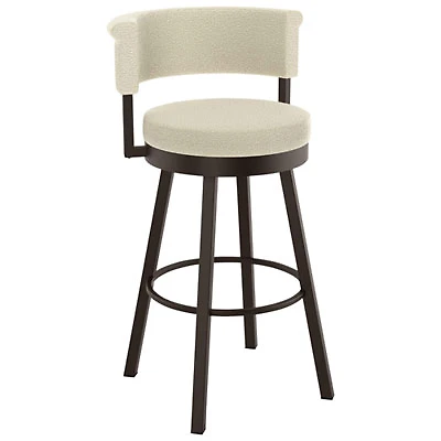 Rosco Contemporary Bar Height Barstool - Cream Boucle/Dark Brown