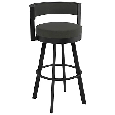 Browser Contemporary Bar Height Barstool - Charcoal Grey/Black