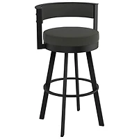 Browser Contemporary Bar Height Barstool - Charcoal Grey/Black