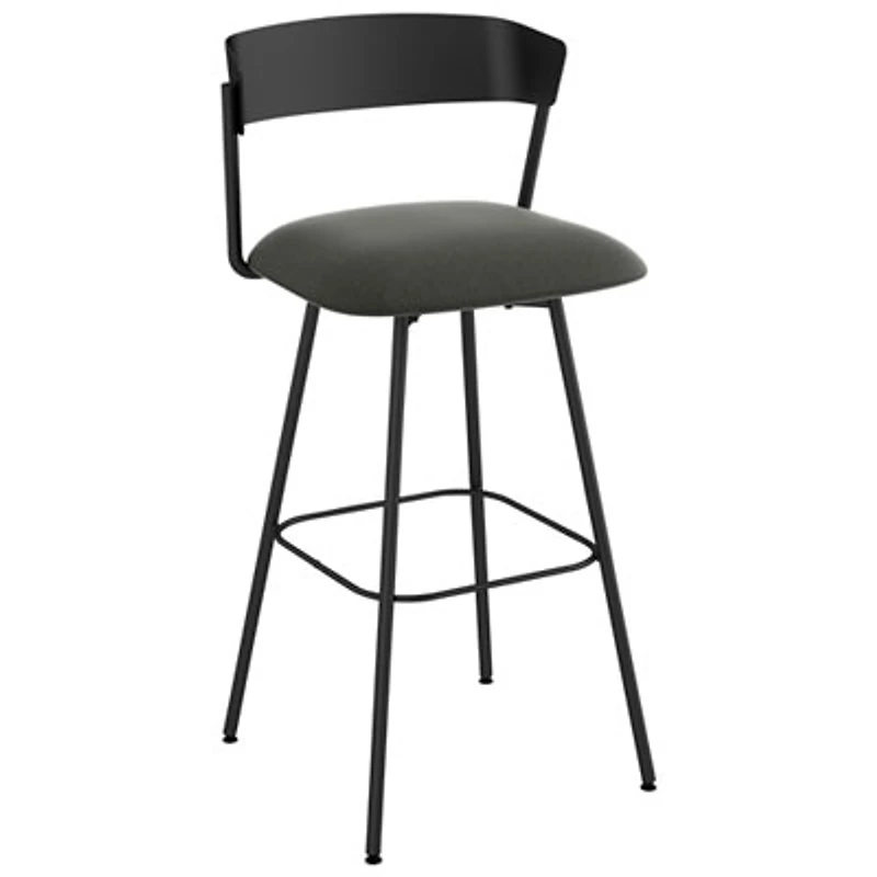 Ludwig Contemporary Polyester Bar Height Barstool - Charcoal Grey/Black