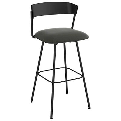 Ludwig Contemporary Polyester Bar Height Barstool - Charcoal Grey/Black