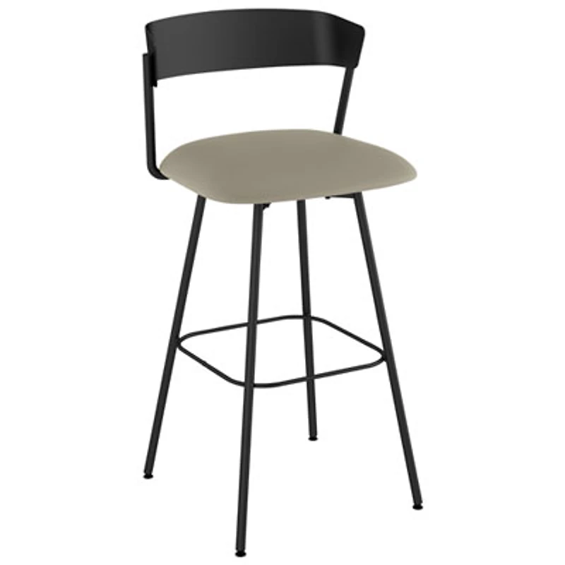 Ludwig Contemporary Faux Leather Bar Height Barstool - Greige/Black