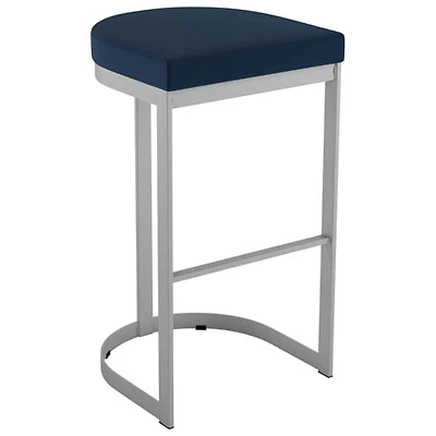 Lester Contemporary Bar Height Barstool - Blue/Shiny Grey