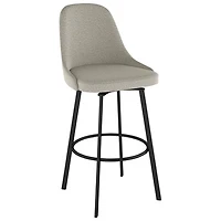Harper Contemporary Polyester Bar Height Barstool - Beige Grey Boucle/Black
