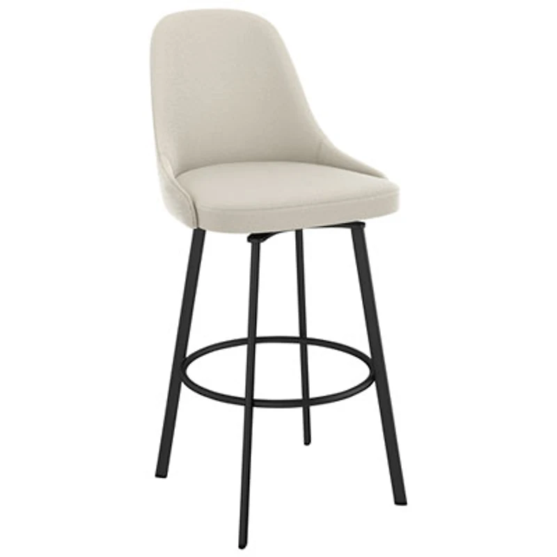 Harper Contemporary Polyester Bar Height Barstool - Cream Boucle/Black
