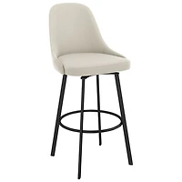 Harper Contemporary Polyester Bar Height Barstool - Cream Boucle/Black