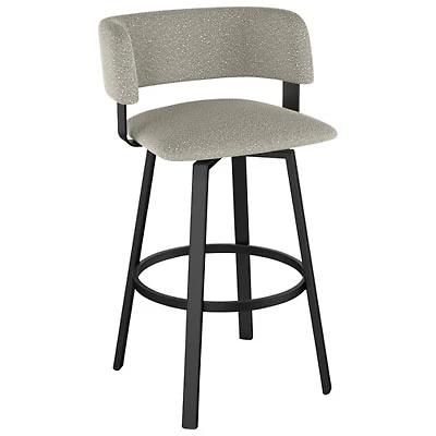 Stinson Contemporary Counter Height Barstool - Beige Grey Boucle/Black