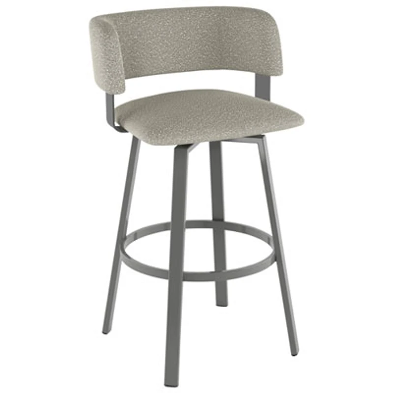 Stinson Contemporary Bar Height Barstool - Beige Grey Boucle/Metallic Grey