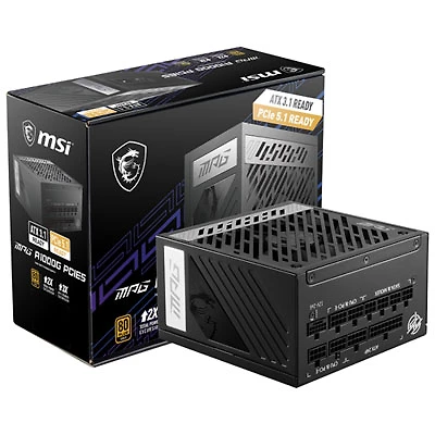 MSI MPG A1000G PCIE 5 80 Plus Gold 1000W Full Modular ATX 3.0 Gaming Power Supply - Black