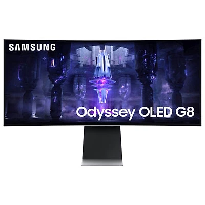 Open Box - Samsung Odyssey G8 34" WQHD 175Hz 0.1ms GTG Curved OLED Gaming Monitor (LS34BG850SNXZA) -Exclusive Retail Partner