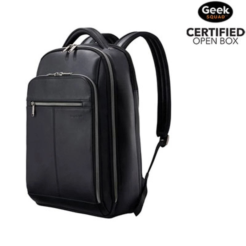 Open Box - Samsonite Classic Leather 15.6" Laptop Commuter Backpack - Black