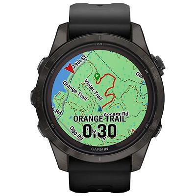 Garmin fēnix 7S Pro Sapphire Solar 42mm Bluetooth Multisport Smartwatch - Carbon Grey/Black