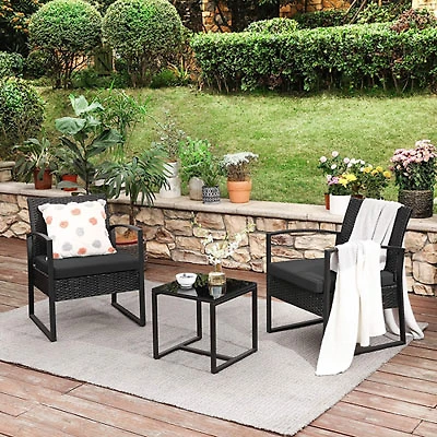 Songmics 3-Piece Resin Wicker Bistro Set