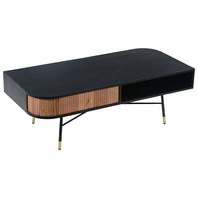 Open Box - Black & Tan Contemporary Rectangular Coffee Table - Black