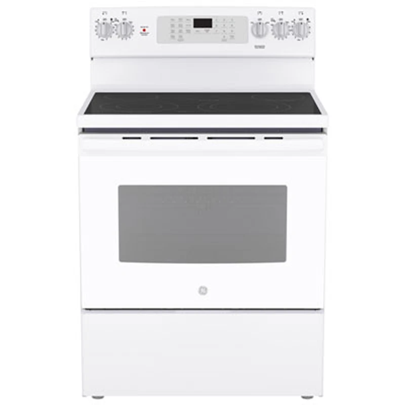 GE 30" 5.0 Cu. Ft. True Convection 5-Element Freestanding Electric Air Fry Range (JCB840DVWW) - White